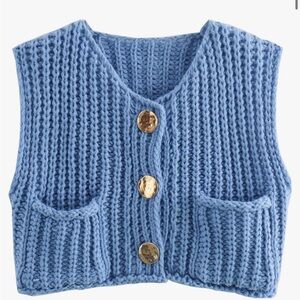 Blue button knit sweater